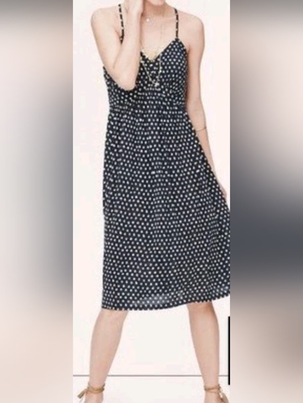 🌼B2G1🌼 LOFT Navy and Cream Polka Dot Midi Dress